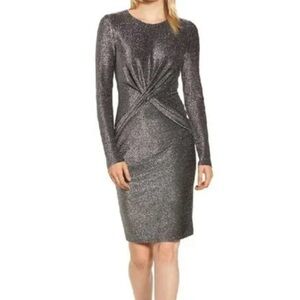 Michael Michael Kors‎ metallic size small long sleeve silver glittery midi Dress
